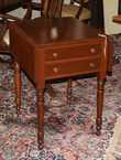 Two-drawer Sheraton drop leaf stand on turned legs, 21”L. x 20”W. x 28”H.